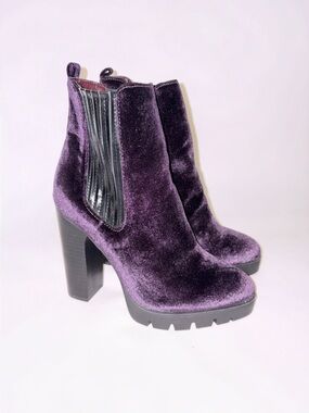Prince Purple Platform Chunky Bootie Report Signature Polk Chelsea Size 6.5